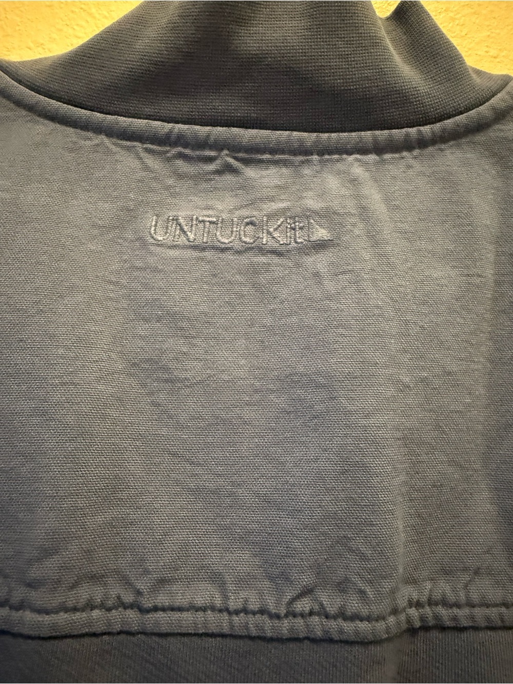 UNTUCKit Pullover Mens XLarge Sweater Quarter Zip Wolfred-Mid Blue Elbow Patch - Picture 4 of 16